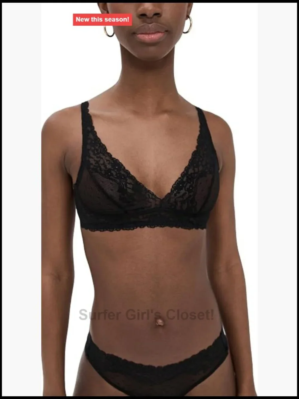 Wire Free Lace Bralette with Adjustable Straps and Front Hook